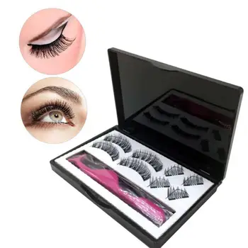 

Hot 8 PCS 3D Pure Handwork Black Natural Lasting Waterproof Sweatproof Double Magnetic False Eyelashes Cosmetic Makeup Tools