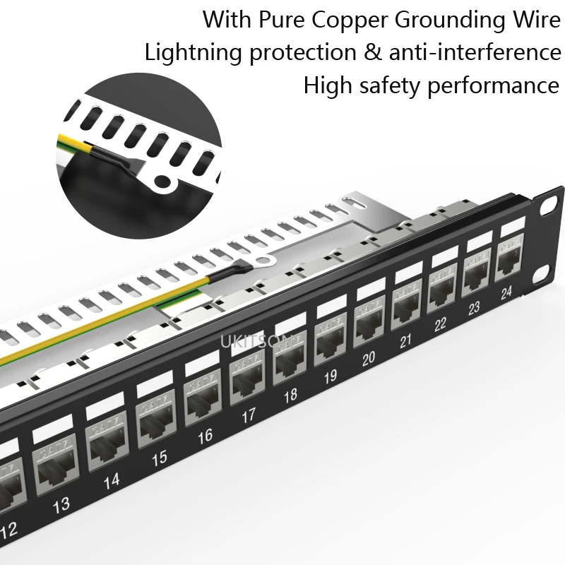 RJ45 Patch Panel 24 Ports 1U Patch Panel FTP LAN With CAT7 CAT6A CAT6 RJ45 Shielded Keystone Jack 19" Inch Rackmount Wall Mount Network Bracket