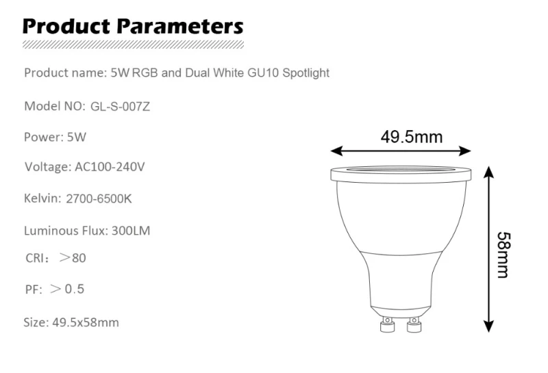 Zigbee RGB с регулируемой яркостью 5 Вт GU10 WiFi умный Светодиодный точечный светильник, светильник с функцией изменения цвета, светодиодный двойной белый светильник, приложение для голосового управления, пуховый светильник s