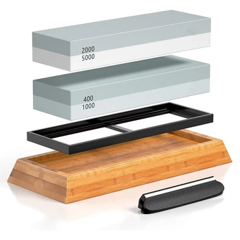 

EASY-Whetstone 400/1000 2000/5000 Knife Sharpening Stone Best Knife Sharpening Kit with Angle Guide,Flattening Stone
