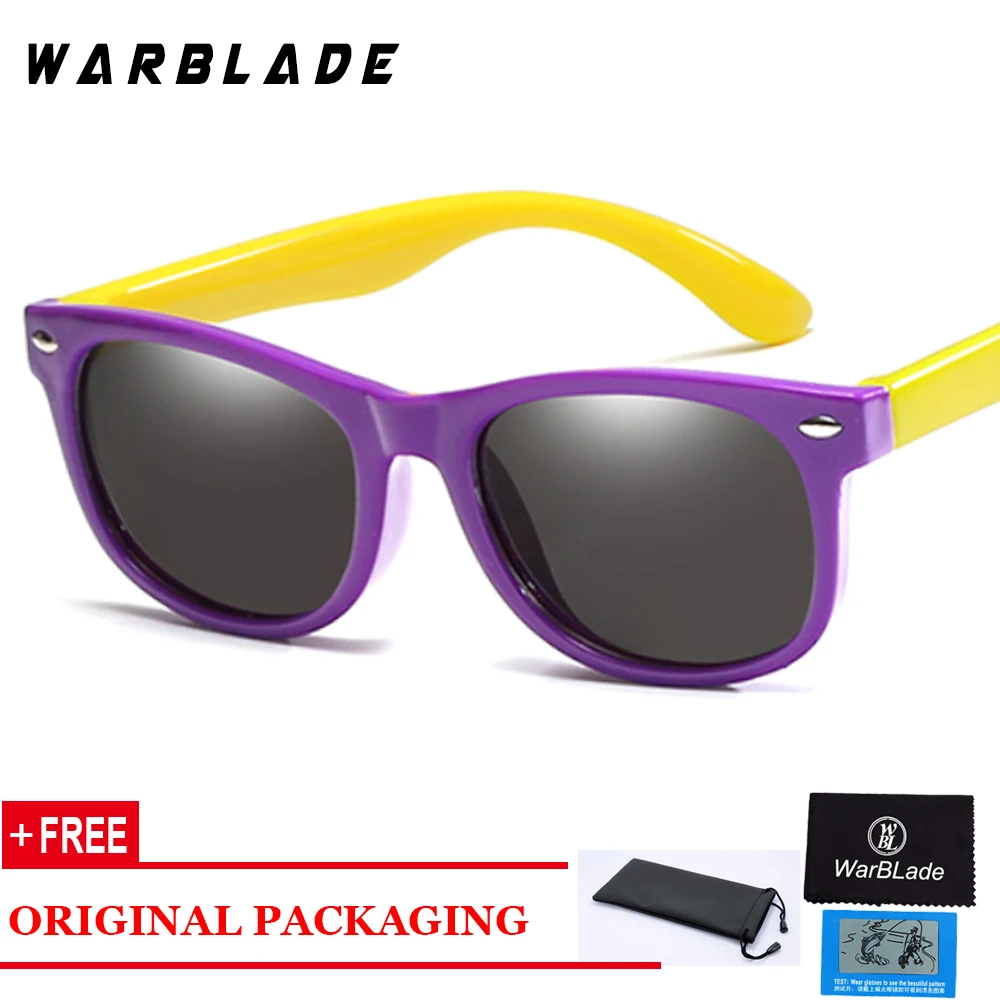 purple yellow WarBlade Модные Детские поляризованные солнцезащитные очки TR90 для мальчиков и девочек Детские солнечные очки силиконовые защитные очки детские очки UV400 Oculos - Цвет линз: purple yellow
