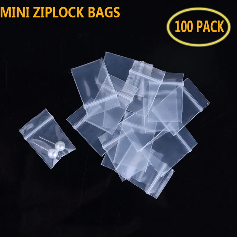 100pcs Clear Plastic Mini Ziplock Jewelry Bags Small More Thicker