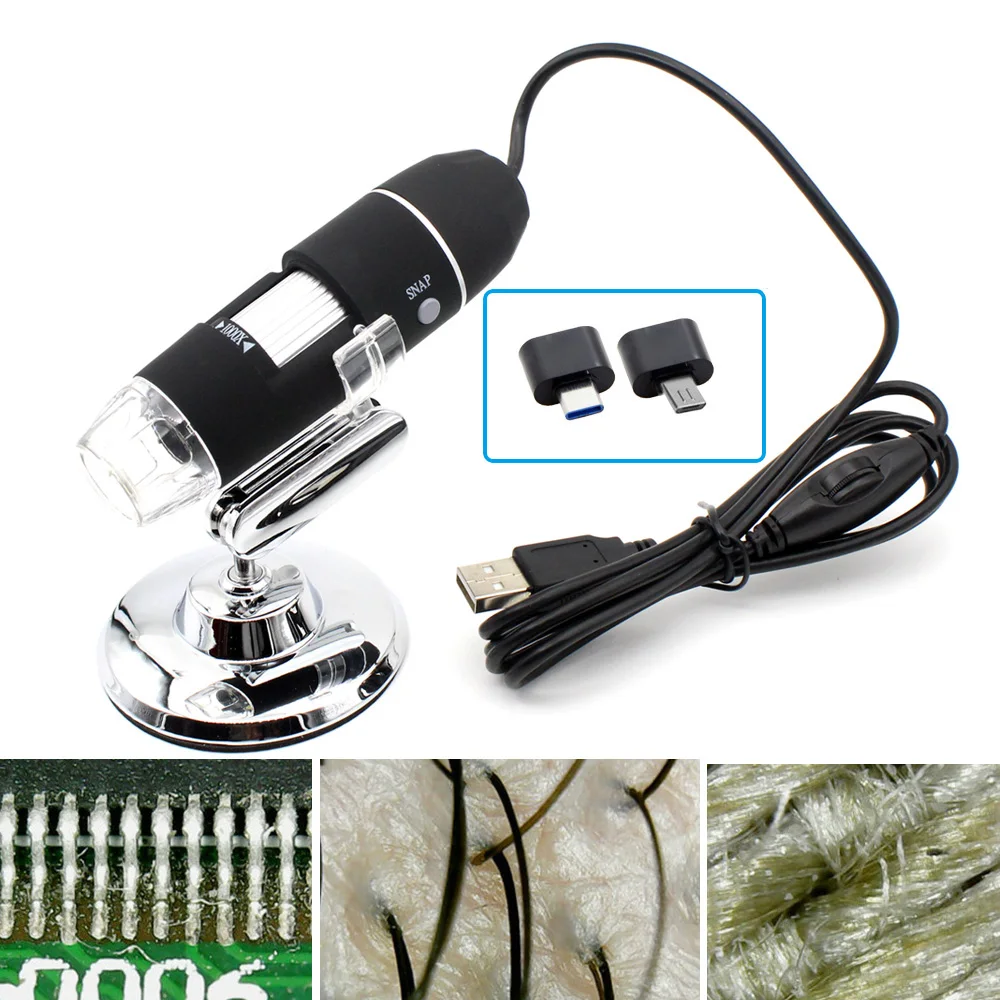 Microscopio Digital LED con USB, endoscopio con cámara para reparación de teléfonos móviles, colección de monedas, piel, ZM56, 1000x / 1600x