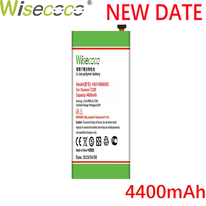 

Wisecoco 4400mAh HB3748B8EBC Battery For Huawei Ascend C199 G7 G7-TL100 C199-CL00 C199S RIO-AL00,CL00 L01 L02 L03 L11 TL00 Phone