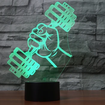 

Usb 7 Color Changing Raise Dumbbell Model 3D Led Nightlight Modelling Touch Button Desk Lamp Light Fixture Home Kids Room Decor