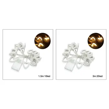 

Wooden Heart Shaped Love LED Decorative Light String Battery Box Decoration for Christmas Wedding Party Home Bedroom Q0KF