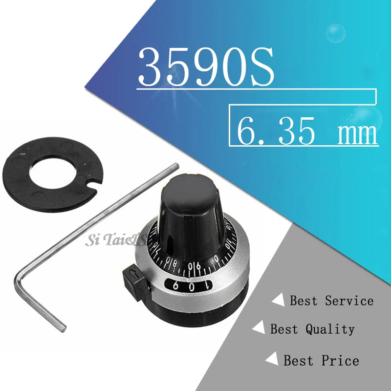 Rotary Potentiometer Knob - 6.35mm Hole, Multi-Turn (10 Turns) For 3590S Pots
