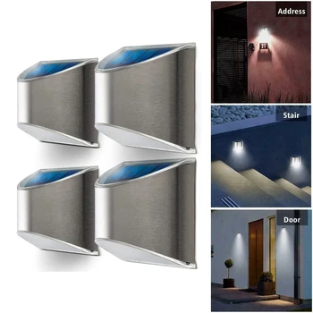 

4pcs Solar Light Outdoor Wall Sconce Garden Security Lamp Waterproof Wireless Lamp for House Front Door Outside Patio Fence