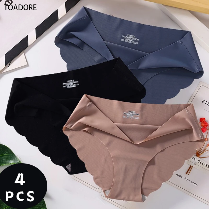 4-PCS-Lot-Slip-Satin-Panties-Women-Seamless-Underwear-Plain-Panties-For ...