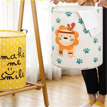 

Foldable Dirty Clothes Laundry Baskets Waterproof Cotton Linen Multifunction Clothing Toys Organizer Household Storage Basket