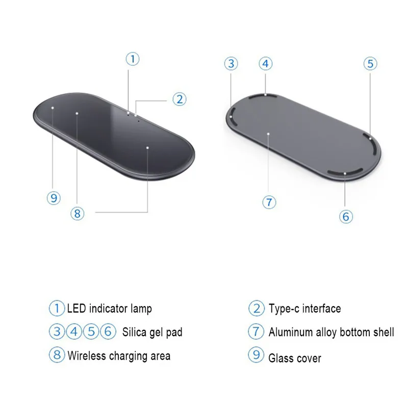 Dual-15W-Qi-Wireless-Charger-with-Type-C-Cable-Fast-Charging-Charger-Dock-Pad-For-IPhone (4)