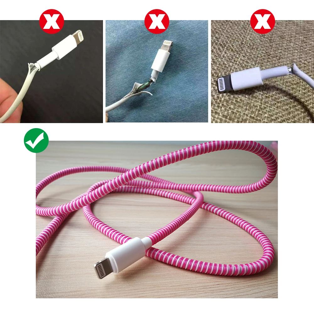 Противоударный пружинный защитный шнур для USB кабеля зарядки цветной телефонный
