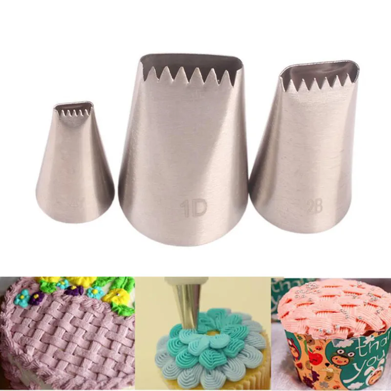 3Pcs Nozzles Cupcake Basket Weave Tips Icing Piping Cream Nozzle Reusable Russian Pastry Tips Baking Mold Cake Decoration Tool