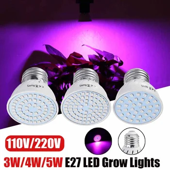 

Hydroponic Growth Light E27 LED Grow Lights Full Spectrum 220V UV Lamp Plant Flower Seedling Greenhouse 3W/4W/5W