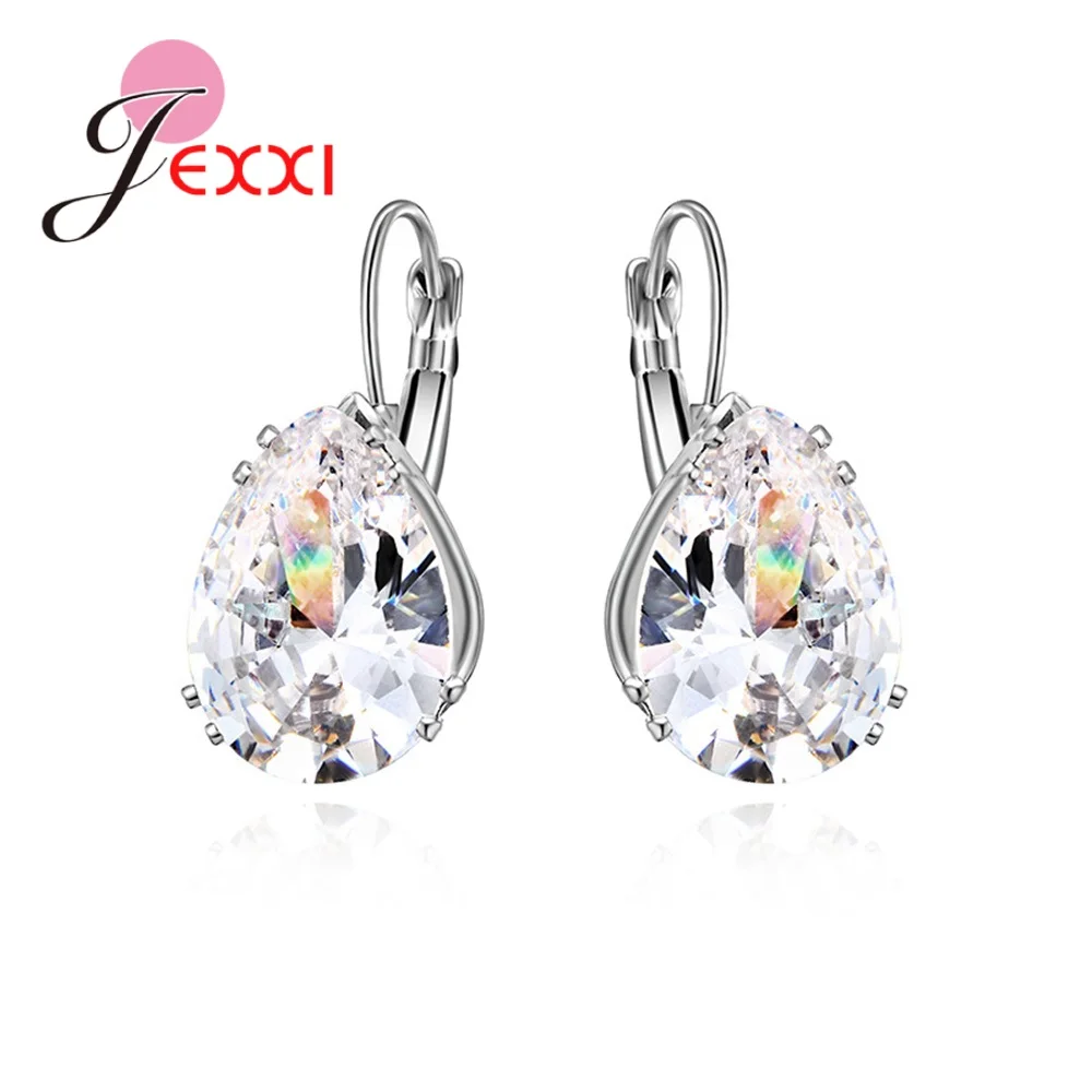 

925 Sterling Silver Engagement Party Jewelry Multi-shape Selection Egg/Waterdrop/Square Pendant Drop Earrings For Woman/Lady