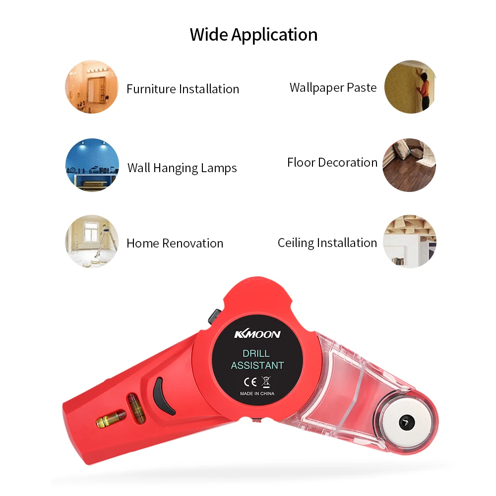 KKmoon Drill Dust Collector Tool DIY Punch Locator with Horizontal Vertical Lines Laser Level for Measuring Alignment Drilling