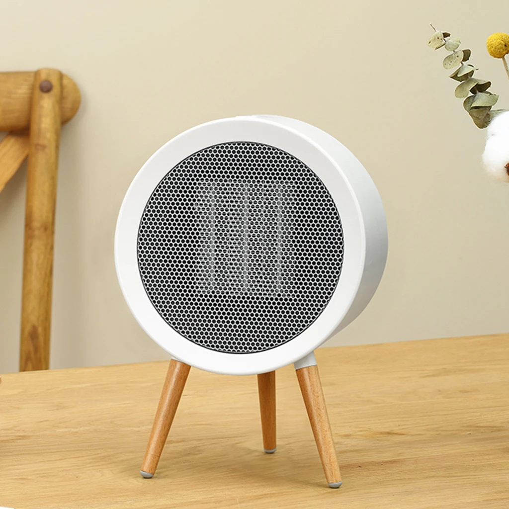 Mini Desktop/Floor Space Heater, Ceramic Heater with 3 Wooden Legs Simple Design