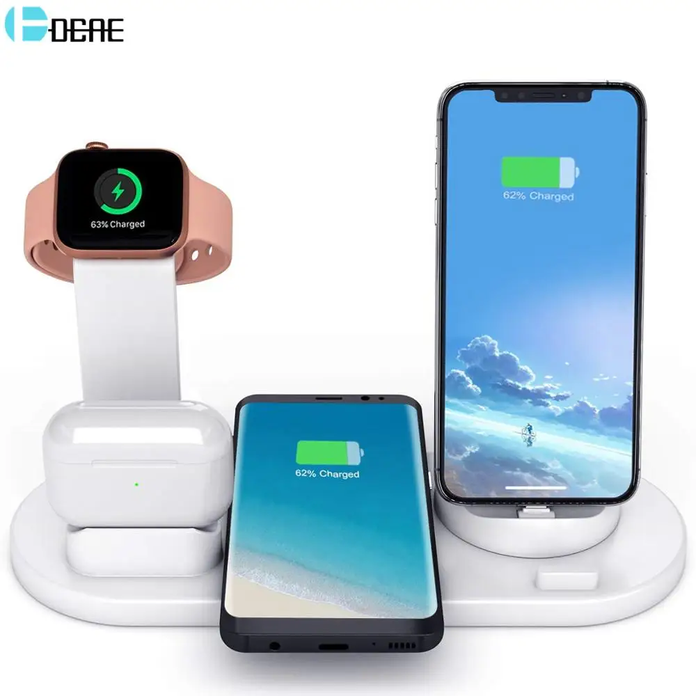 Беспроводное зарядное устройство 3 в 1 зарядная станция для Apple Watch 5/4/3/2 Airpods Pro Qi