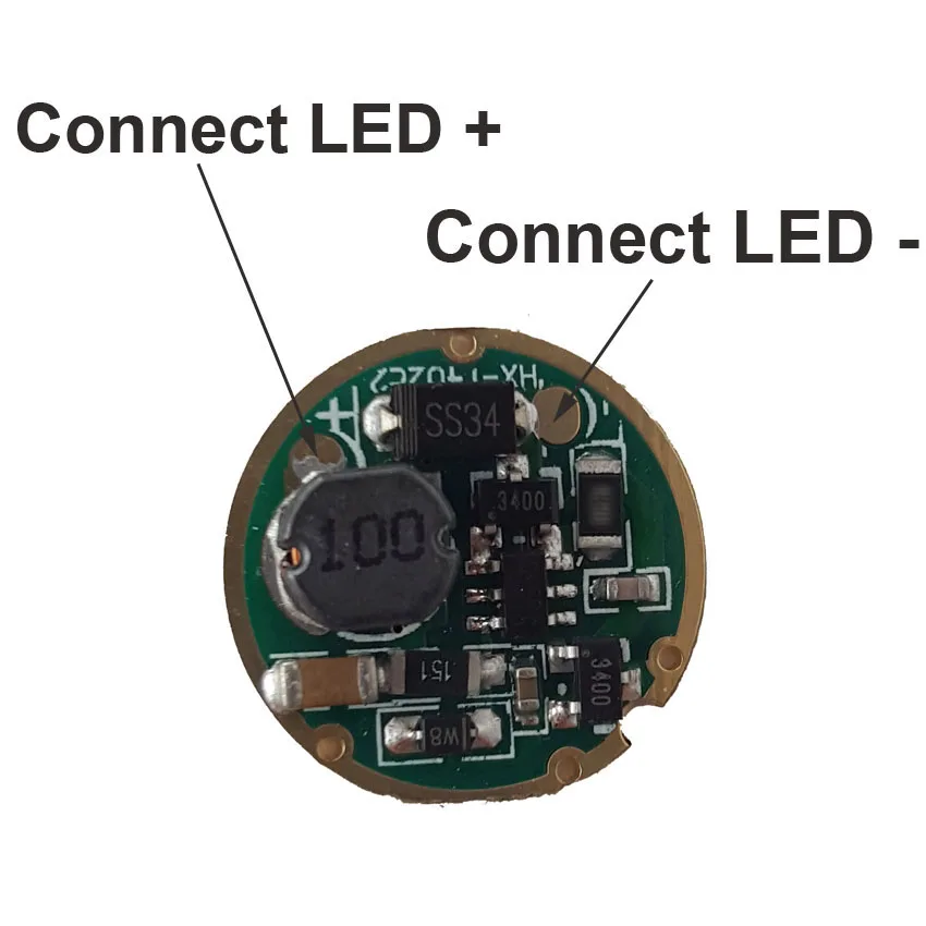 17mm 1-Mode Single Mode 3V-15V Input LED Driver Circuit Board for