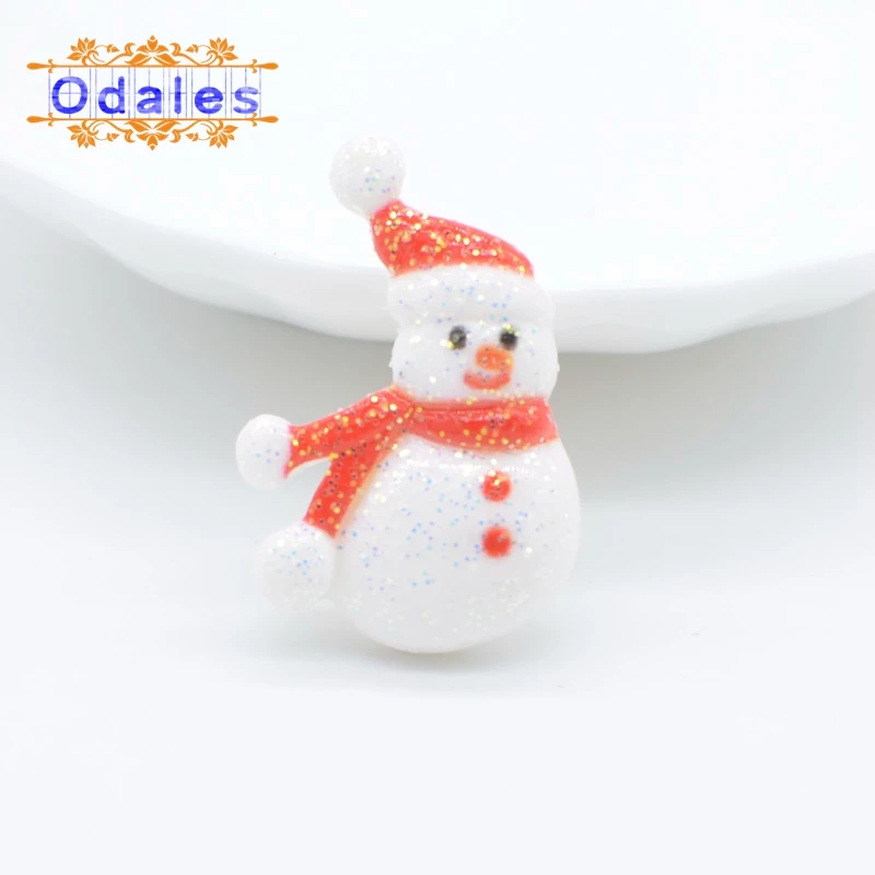 30 шт./лот Забавный Снеговик блеск с плоской спинкой кабошон X-mas вечерние DIY мультяшный Рождественский Снеговик рождественское ручное творчество Diy Смола поставка - Цвет: Snowman 3