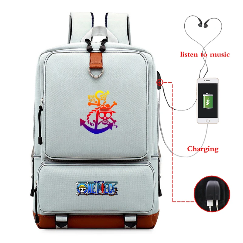 Anime Black Backpack USB Charging Large Capacity Bagpack Unisex School Bags Backpacks Travel Bag for College Bookbag Sac A Dos - Color: Backpack 9