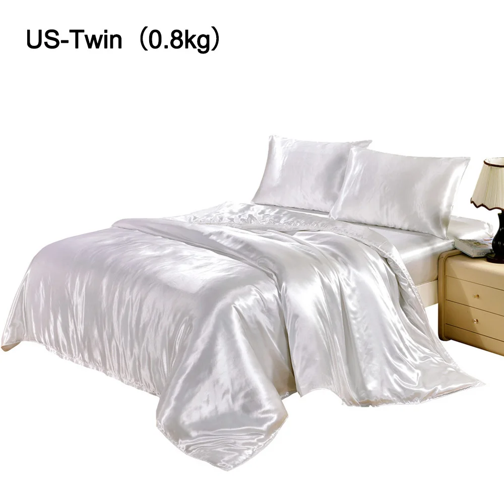 

3 Pcs 100% pure satin silk bedding set Home Textile King size bed set bedclothes duvet cover flat sheet pillowcases Wholesale