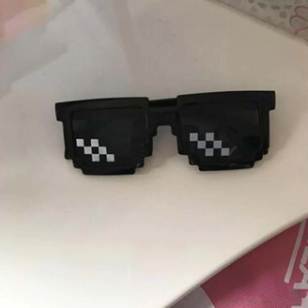 New Mosaic Sunglasses Trick Toy Thug Life Glasses Deal With It Glasses Pixel Women Men Black Mosaic Sunglasses Funny toy