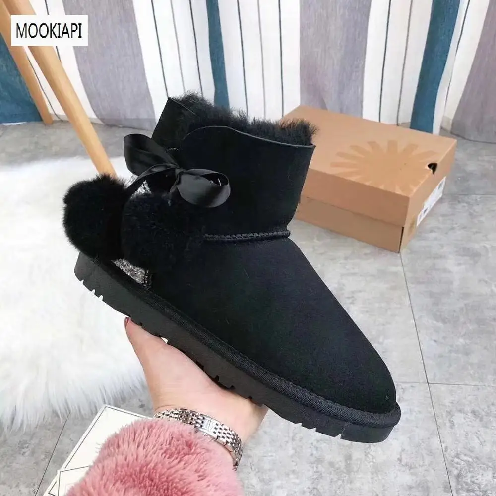 Австралийские зимние ботинки наивысшего качества г. Натуральная овчина натуральная шерсть четыре цвета короткая женская обувь