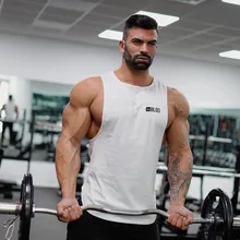 Летние мужские майки из чистого хлопка для занятий спортом, фитнесом, баскетболом, без рукавов