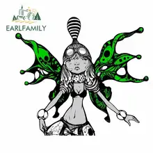 EARLFAMILY 13cm x 9.8cm Butterfly Female Green Wings Funny Car Stickers Vinyl Car Wrap JDM 3D DIY Fine Decal Truck Accessories