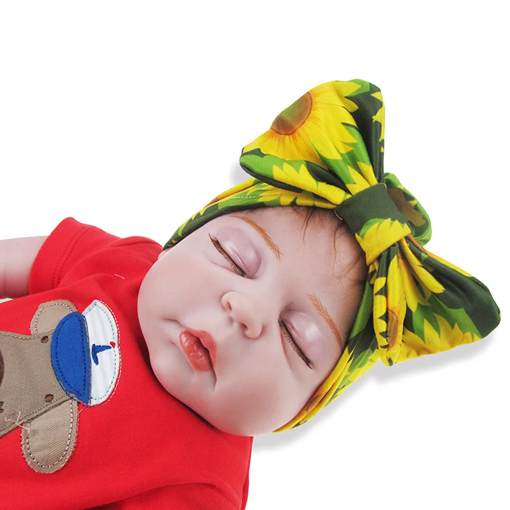 Детские шапки для новорожденных, Детская Солнцезащитная шляпа для мальчиков и девочек, Цветочная вязаная шляпа с бантом, шапка-тюрбан для малышей, костюм для От 0 до 2 лет, реквизит для фотосессии,#11,18