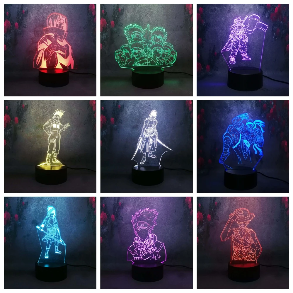 Подростковый праздничный подарок 3D светодиодный светильник Наруто в форме