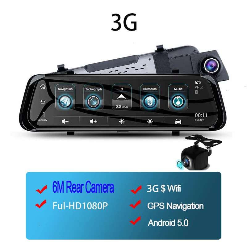 Автомобильный семейный Автомобильный видеорегистратор 10 дюймов Android 4G камера заднего вида HD Full ips сенсорный экран Dash Cam gps Navi ADAS двойной объектив автомобильная камера - Название цвета: E08-3G
