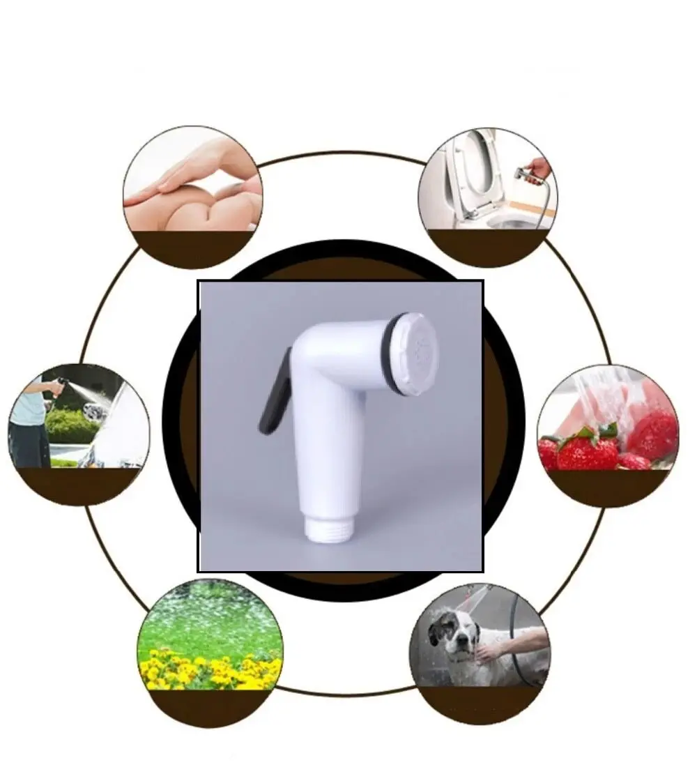 

SEAAN White Portable Bidet Faucets Handhold Spray Pet Shower Sprayer Head ABS Toilet Bathroom Bath for Wash Bathroom Toilets