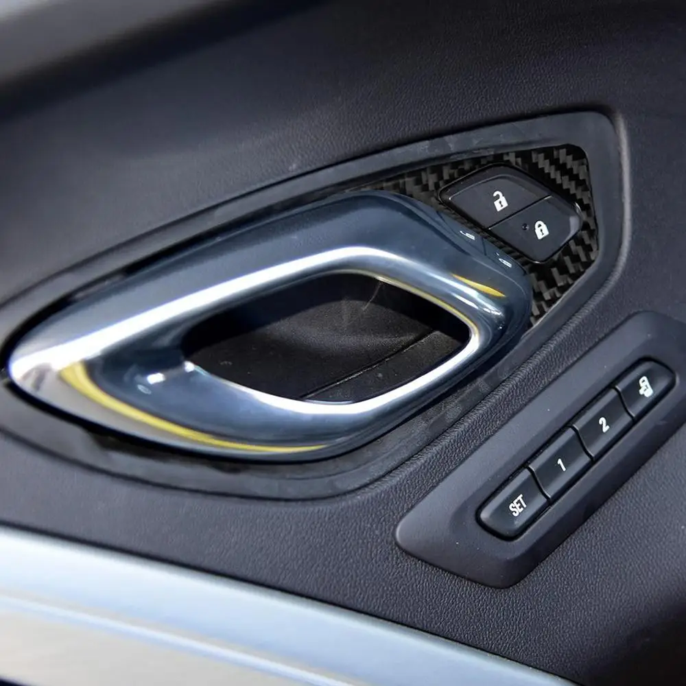 

For Chevrolet Camaro 2017- 2019 Carbon Fiber Interior Door Lock Panel Decoration Sticker Car Accessories