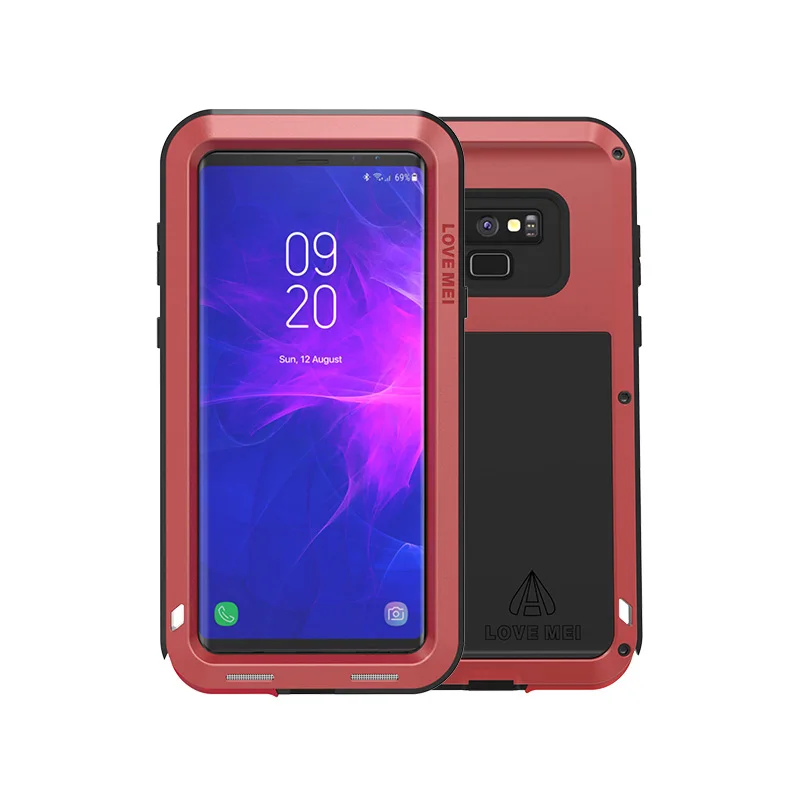 LOVE MEI металлический защитный чехол для samsung Galaxy Note 9 Note9 SM-N960F алюминиевый мощный противоударный грязеотталкивающий чехол из ТПУ+ металл - Color: Red