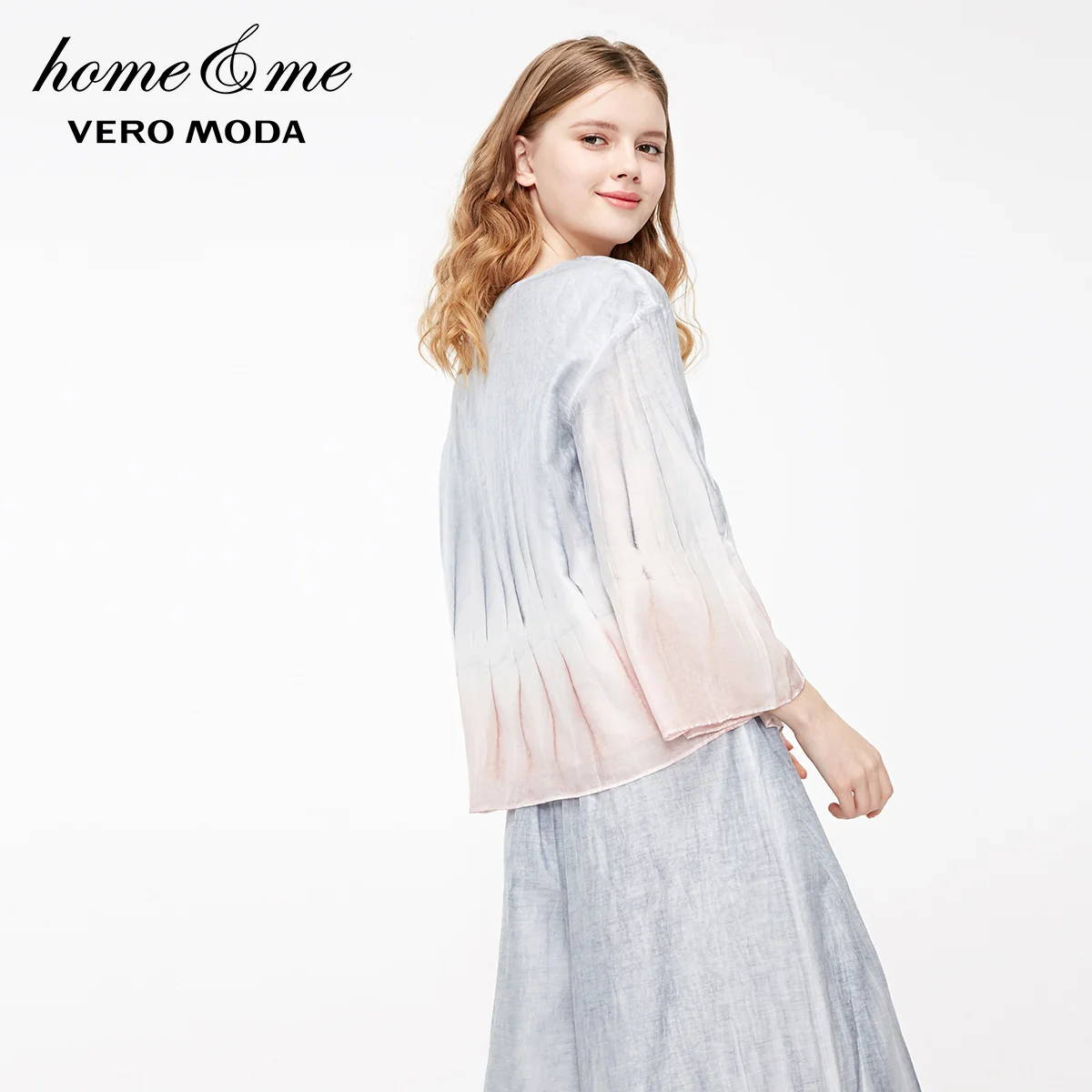 Vero Moda Новая женская шелковая пижама с расклешенными рукавами и галстуком | 3192P9501
