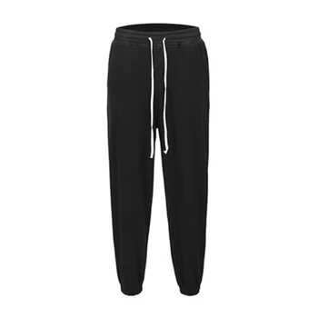 

2020 Spring Men Casual Terry Cotton Pants Loose Gothic Black Ro High Street Fashion Harem Pants Jogger Darkness Elastic Waist