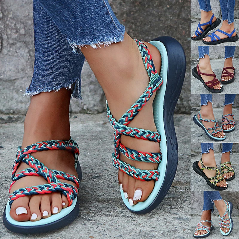 

2020 Fashion Summer Women Shoes Strappy Flat Sports Beach Hiking Walking Summer Sandals Ladies Shoes Sandalias 5 Colors