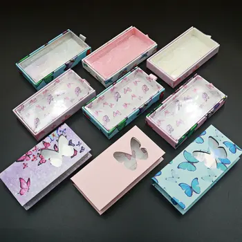 

New 10pcs butterfly Eyelash Packaging Box Empty Lash Boxes With Tray Rectangle Case 25mm Mink Lashes Creative Eyelashes Package