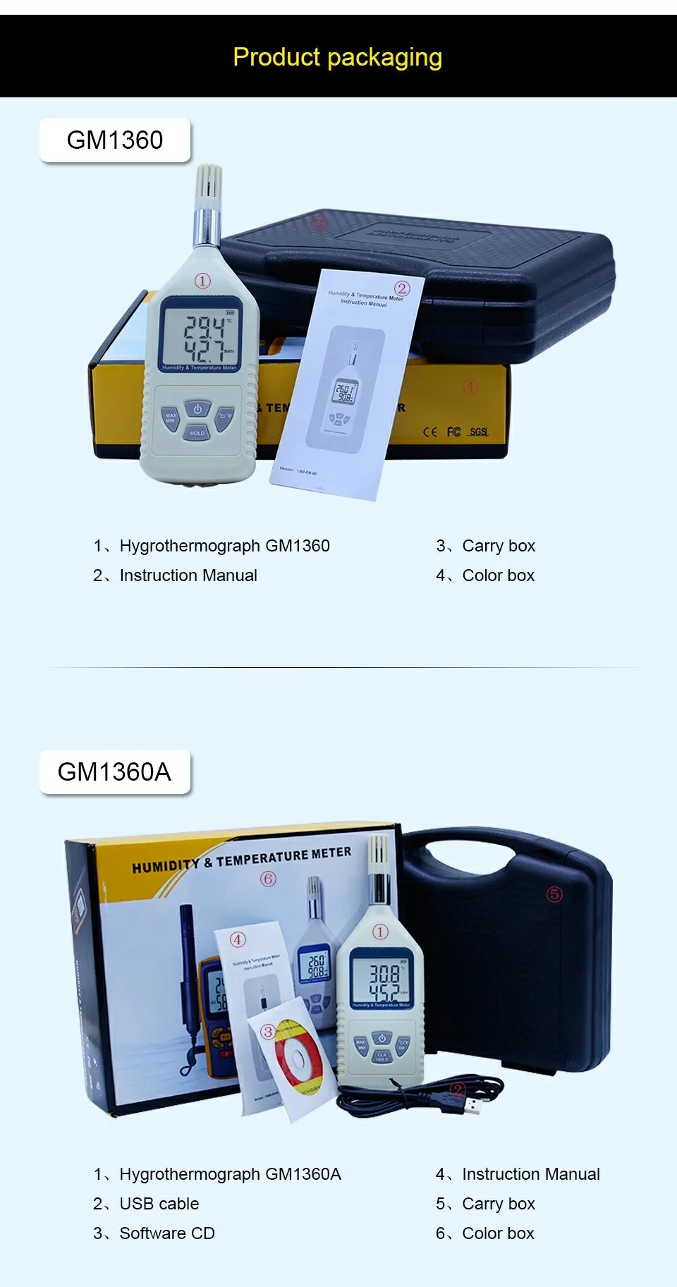Цифровой Термогигрометр gm1360-30c-80c Измеритель температуры и влажности Измеритель влажности термометр с ЖК-дисплеем