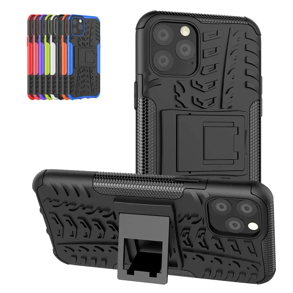 Рисунок шины Чехол для iPhone 11 Pro Max анти-шок non-slip Прочный Гибридный чехол с подставкой для iPhone X Xs XR 6 7 8 плюс защитный чехол