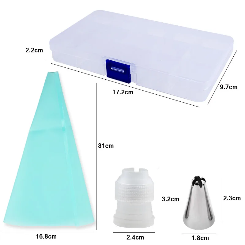 19Pcs Cake Decorating Tools Pastry Bag Supplies Cupcake Baking Confectionery Sleeve Stainless Steel Case