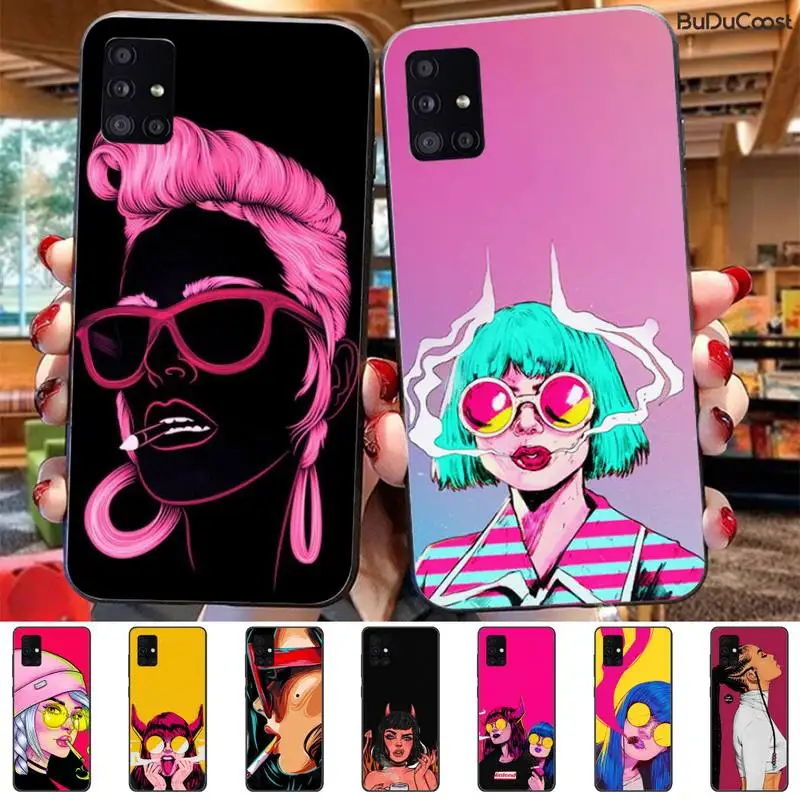 

Fashion bad girl Soft Rubber Phone Cover For Samsung Galaxy A50 A7 A8 A6 Plus A9 2018 A70 A20 A30 A40