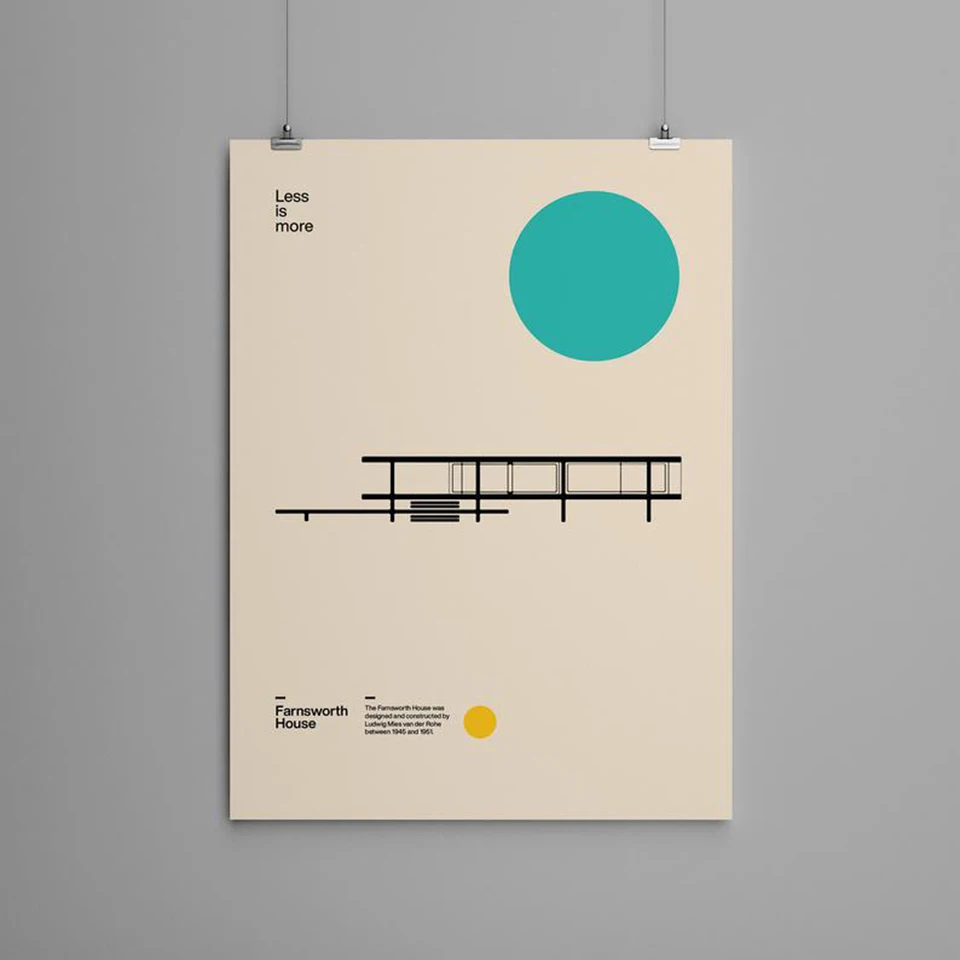 

Home Decor Canvas Poster Farnsworth House Ludwig Mies van der Rohe Minimal Architecture Bauhaus Design Artwork