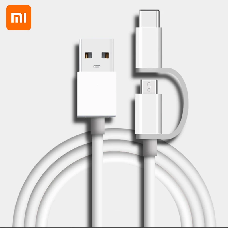 Оригинальный кабель 2 в 1 Micro USB/Type C для быстрой зарядки Xiaomi Mi 9 8 7 6 5 T Pro SE Redmi Note A 4X Play