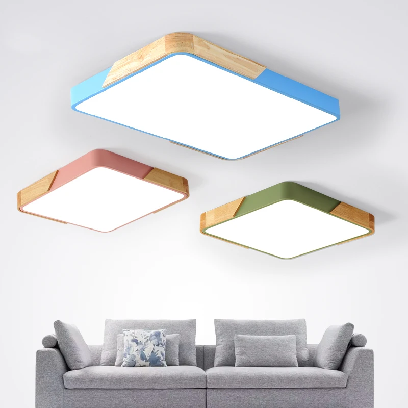 Nordic Oak сплав Led Потолочная люстра светильник ing Гостиная приложение затемняемая