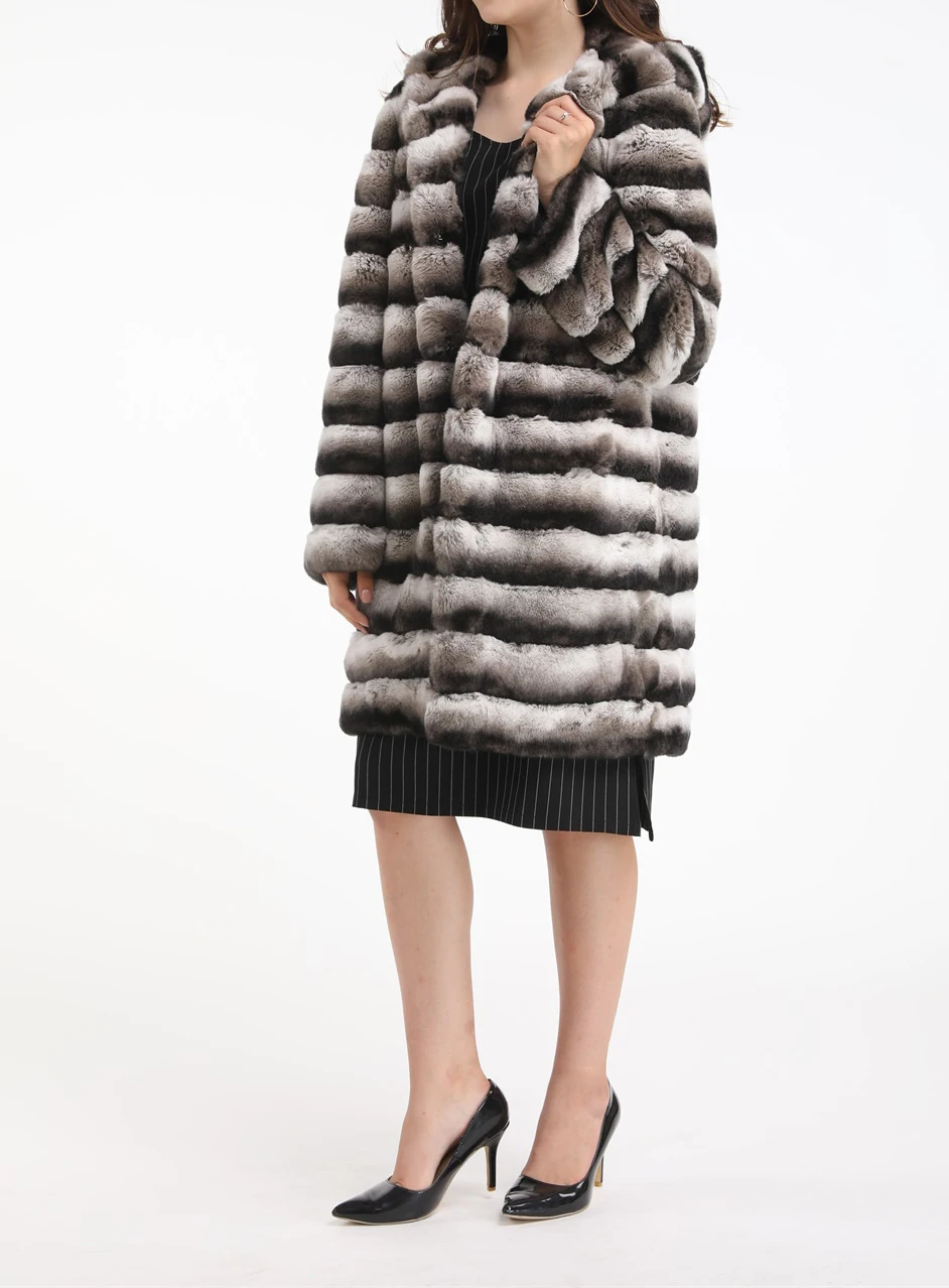 1907010 rex rabbit fur long coat with hood chinchilla color eileenhou (3)