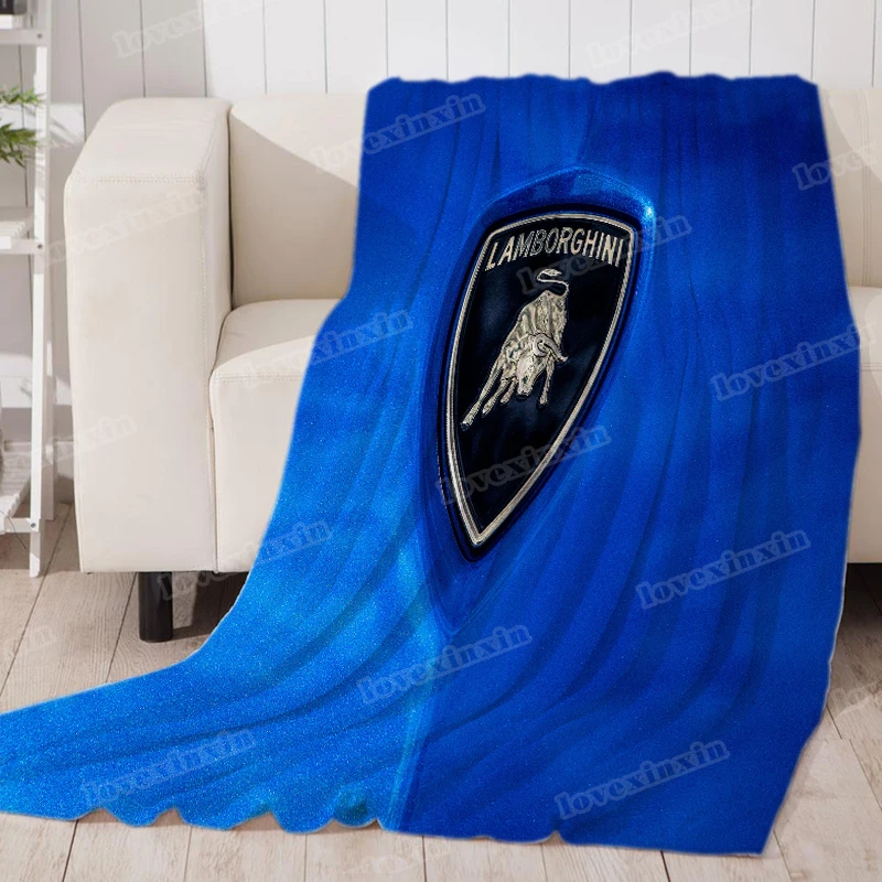 Luxury Lamborghini Sports Car Logo Blanket, Plush Warm Blanket for Winter Bedding, Sofa and Plush House Warm Decoration Gifts