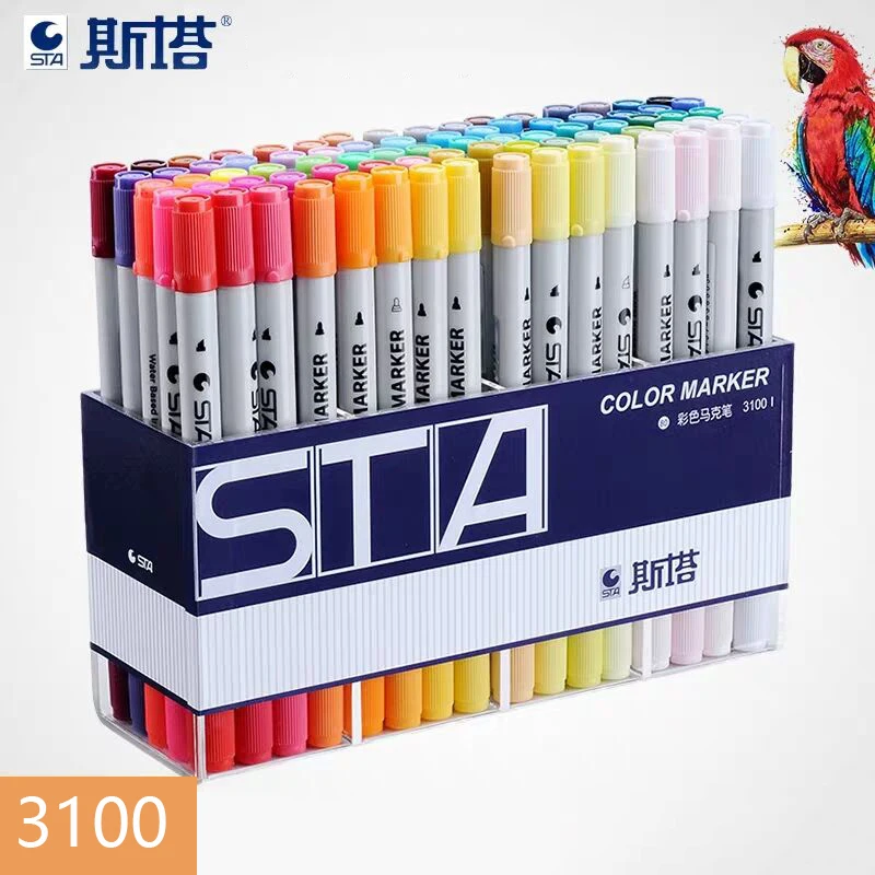 

12-80 STA Watercolor Art marker Dual brush pen twin marker set Water Based Ink Sketch Marker Pen For Drawing Manga Art Supplies
